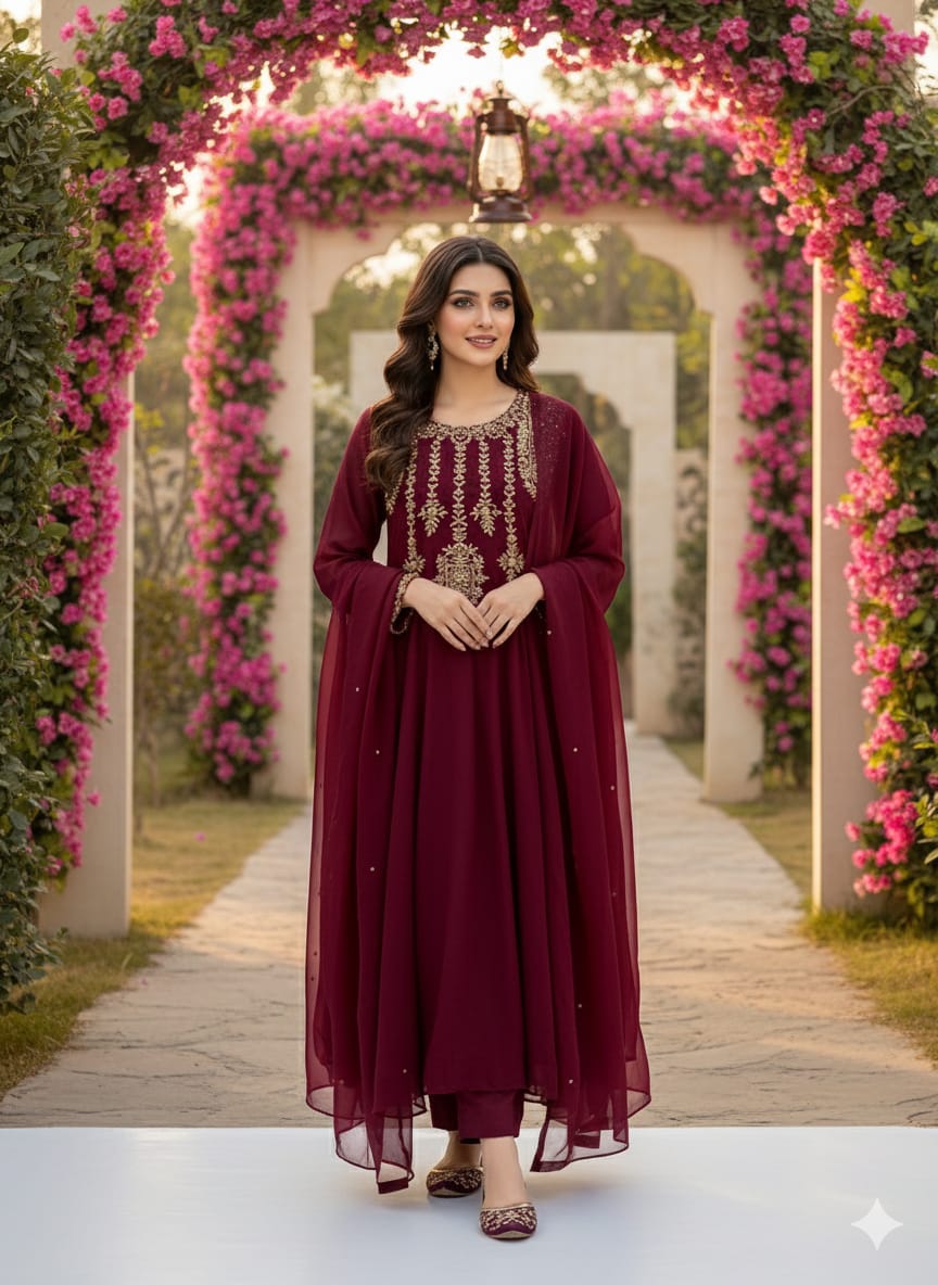 Restock Organza 3PC Suit – Handmade Tilla Aari & Kundan Work | Luxury Festive Collection